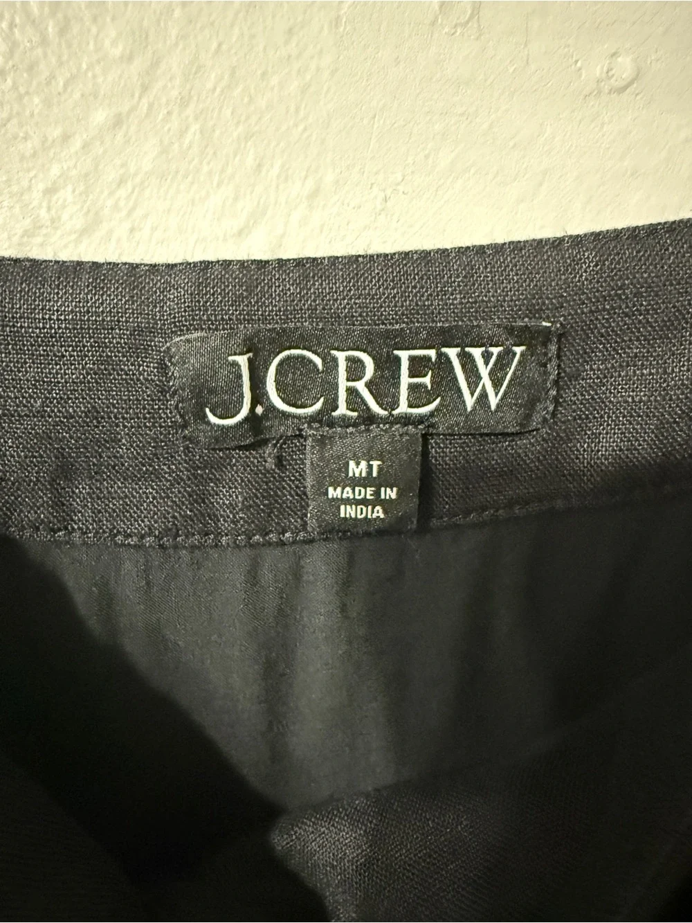 J. Crew 100% Linen Black Gold Button Front Spaghetti Strap Dress Lined M Tall